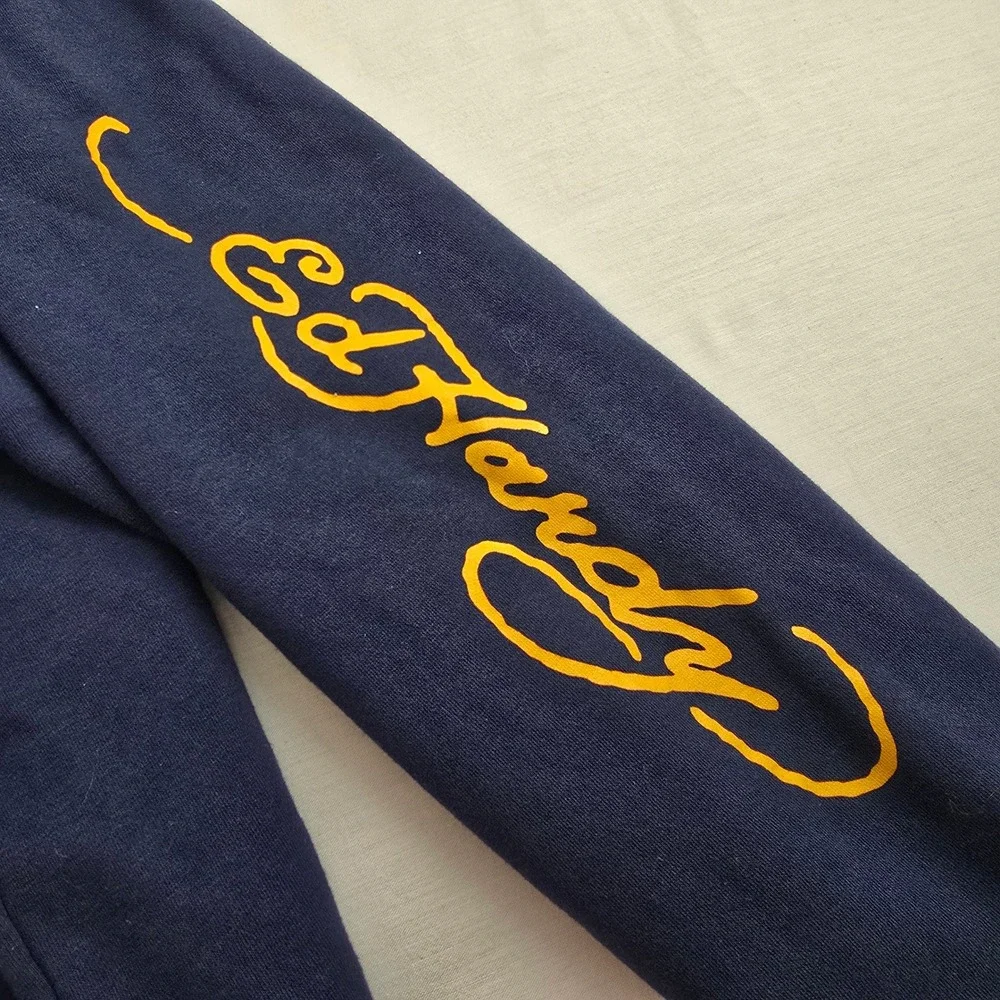 Ed Hardy Hoodie Mens XL Navy Blue Bulldog Panther USMC Tattoo Full Zip